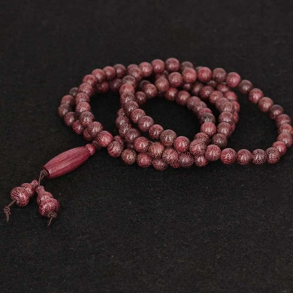 Buddha Bracelets Bead Bracelet Tibetan Buddhist,Meditation Prayer Beads Bangle,108 Prayer Beads Natural Rosewood with Gourd Pendant Tibetan Buddhist Bead Necklace Jewelry