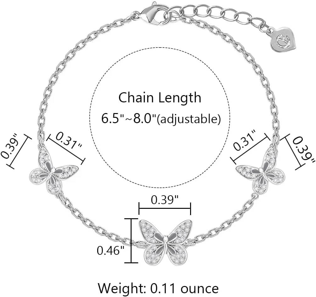 Butterfly Evil Eye Bracelets for Women Girls 18K Gold Plated with Cubic Zirconia Jewelry Gifts for Woman Wife Her Girlfriend Teens