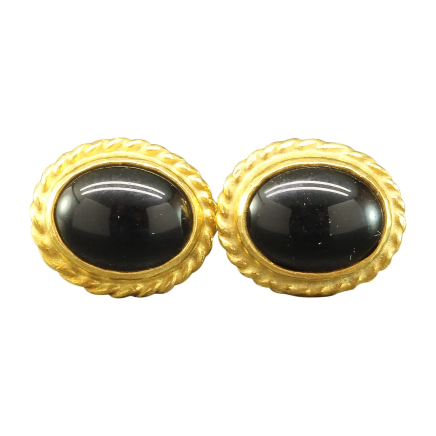 Caprixus 925 Sterling Silver Stud Earrings for Women Natural Black Onyx 24K Gold Vermeil Designer Minimalist Jewelry for Women Handmade Rope Cabochon Gemstone Earrings Turkish Fine Jewelry