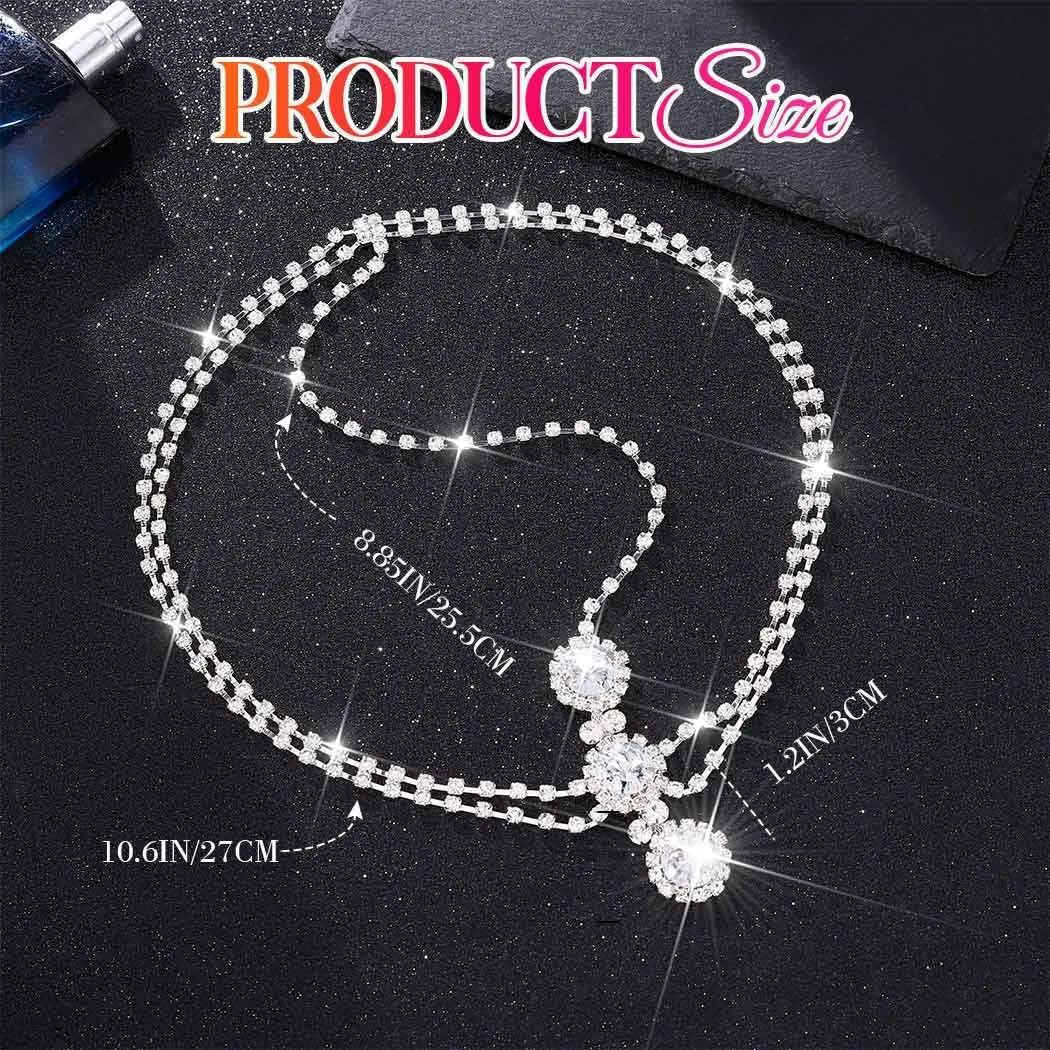 Catery Head Chain Jewelry Rhinestones Headpiece Crystal Hair Jewelry for Women (Silver)