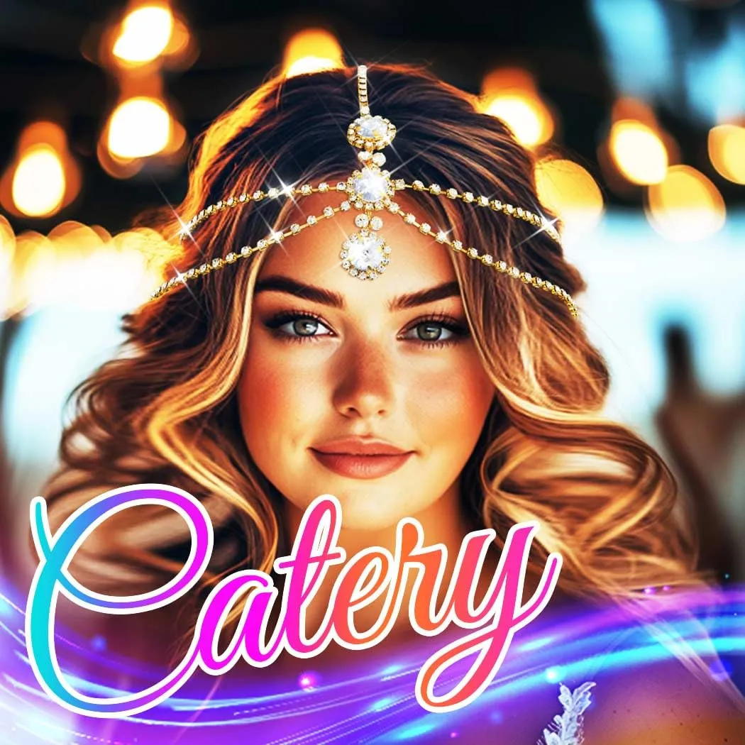 Catery Head Chain Jewelry Rhinestones Headpiece Crystal Hair Jewelry for Women (Silver)