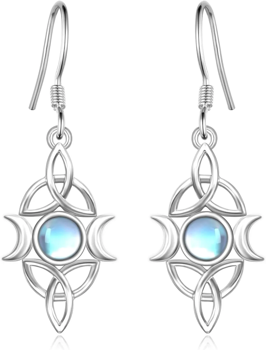 Celtic Earrings for Women Sterling Silver Triple Goddess Earrings Moonstone Moon Goddess Earrings Pagan Wiccan Jewelry for Women