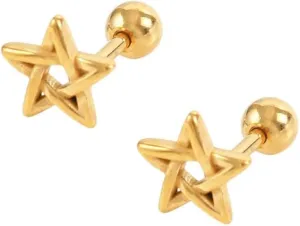 Celtic Star Cartilage Stud Earrings for Women Men Stainless Steel Braided Lucky Star Tragus Tiny Ball Screw Back Studs Earring Minimalist Christmas Birthday Jewelry Gifts 16G