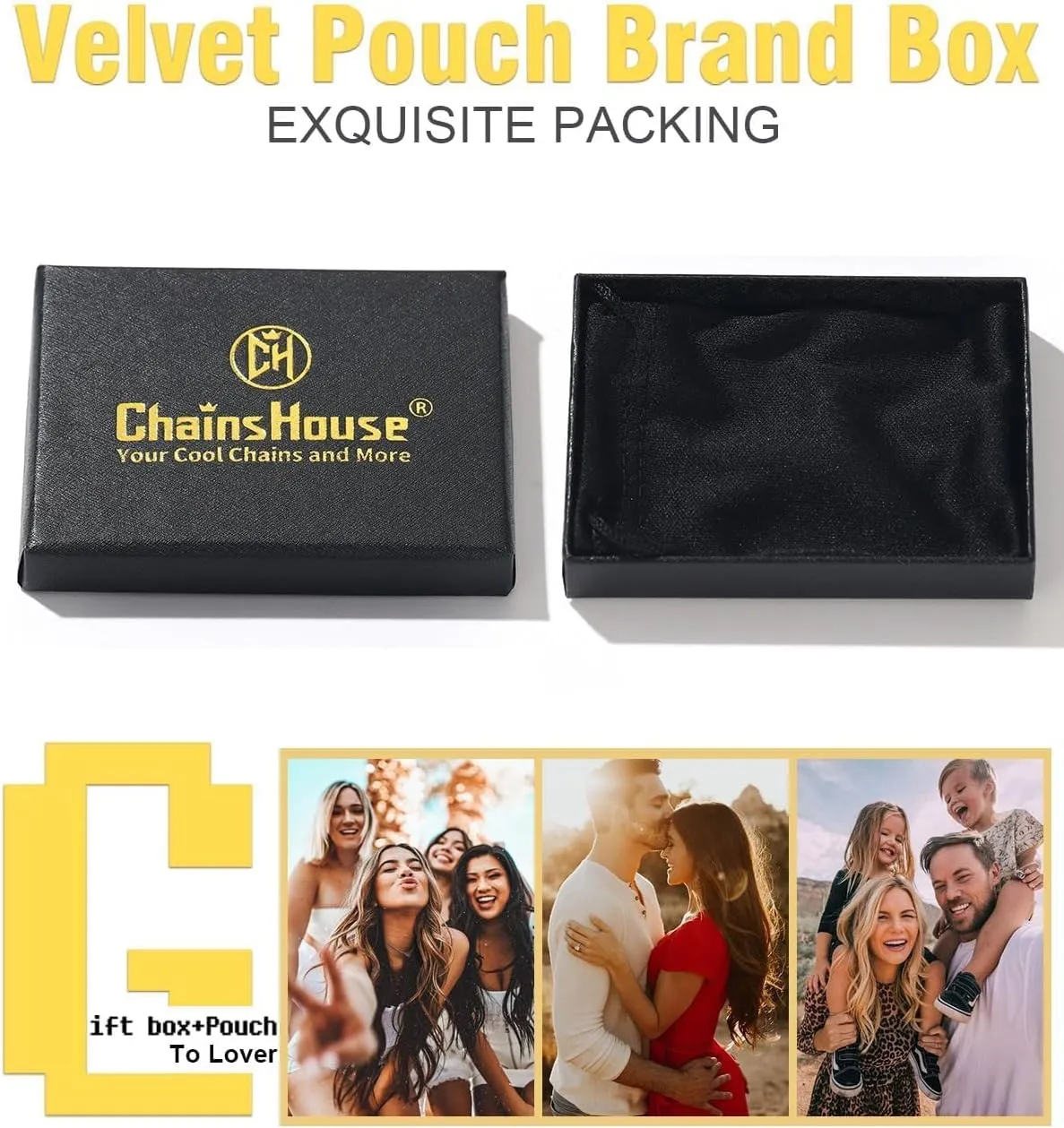 ChainsHouse Figaro Link Chain Bracelet Stainless Steel/Black/18K Gold Plated Wrist Bracelets for Men Women, 6MM-13MM, 7.5"/8.3", Send Gift Box