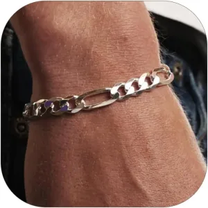ChainsHouse Figaro Link Chain Bracelet Stainless Steel/Black/18K Gold Plated Wrist Bracelets for Men Women, 6MM-13MM, 7.5"/8.3", Send Gift Box