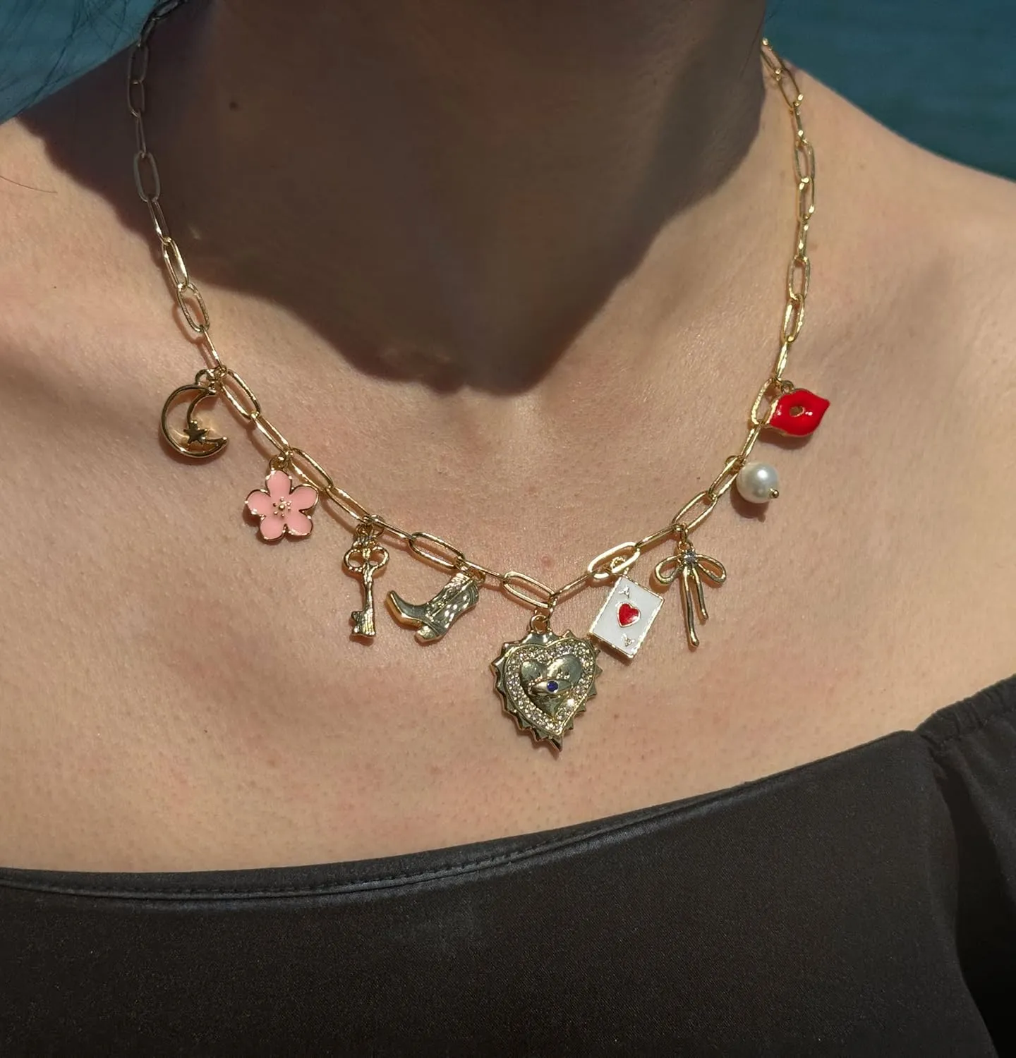 Charm Necklace For Women Shell Heart Necklaces Gold Chunky Pendant Paperclip Chain Boho Summer Seashell Beach Evil Eye 14k Starfish Jewelry