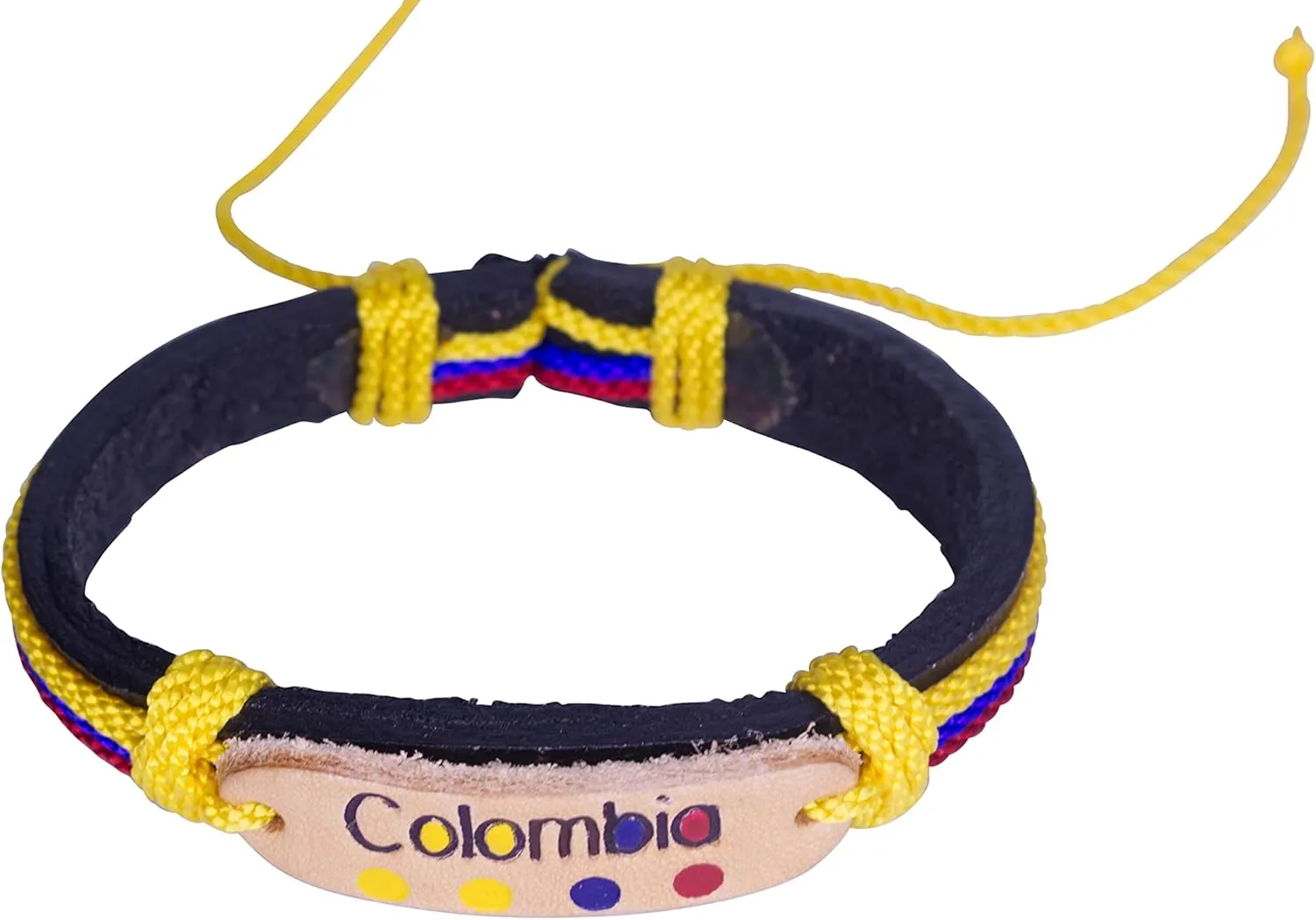 CharmsOfTheWorld Handmade Bracelets from Medellin - Colombia Flag Colors - Adjustable Sliding Knot