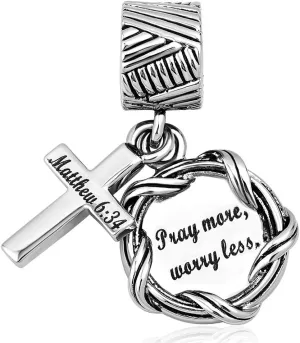 CharmSStory Religious Cross Bible Christian Heart Charm Bead for European Bracelets