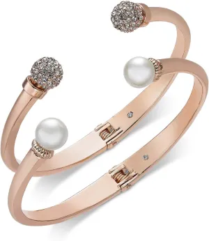 Charter Club 2-Pc. Set Pav Bead & Imitation Pearl Cuff Bracelets