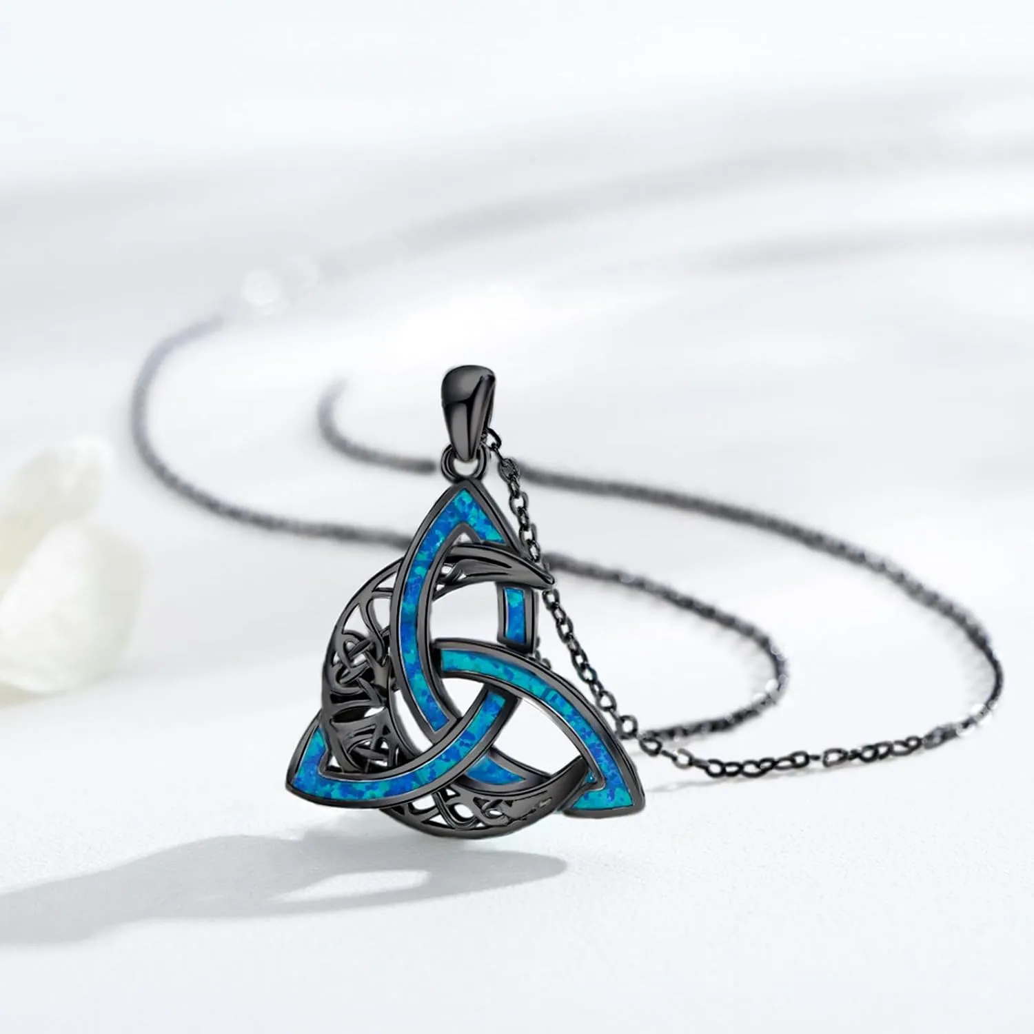 CHENGHONG Celtic Moon Necklace for Women 925 Sterling Silver Celtic Knot Moonstone Pendant Necklace Crescent Irish Necklaces Celtics Jewelry Gift for Women Men