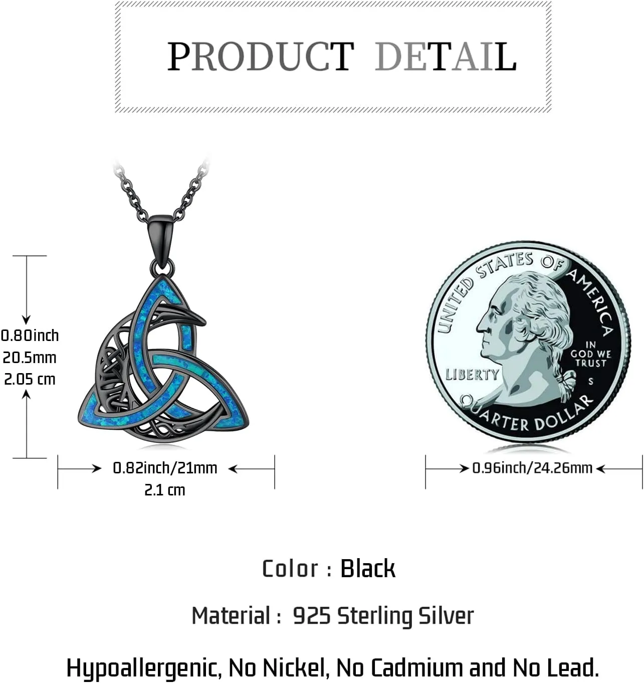 CHENGHONG Celtic Moon Necklace for Women 925 Sterling Silver Celtic Knot Moonstone Pendant Necklace Crescent Irish Necklaces Celtics Jewelry Gift for Women Men