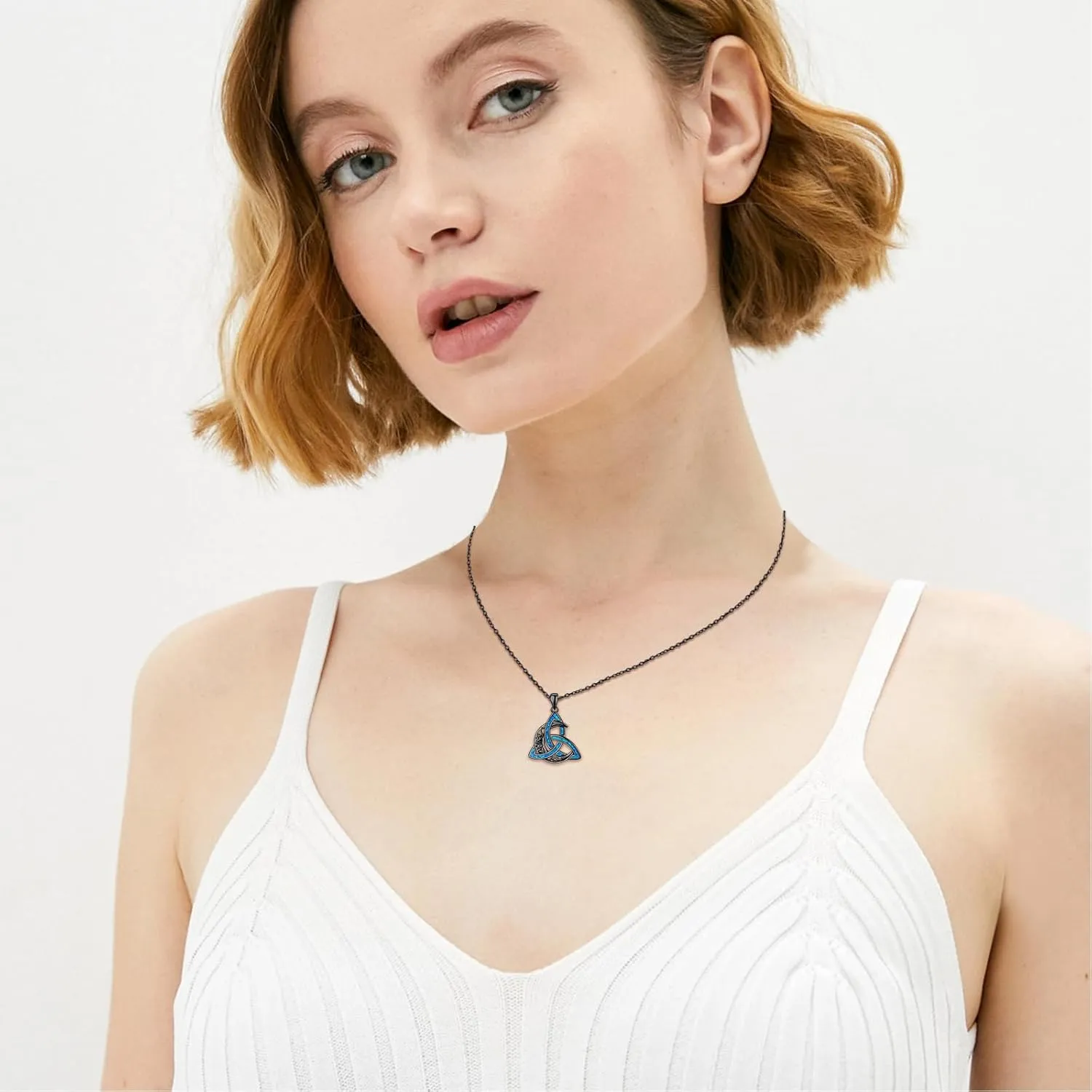 CHENGHONG Celtic Moon Necklace for Women 925 Sterling Silver Celtic Knot Moonstone Pendant Necklace Crescent Irish Necklaces Celtics Jewelry Gift for Women Men