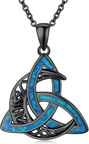 CHENGHONG Celtic Moon Necklace for Women 925 Sterling Silver Celtic Knot Moonstone Pendant Necklace Crescent Irish Necklaces Celtics Jewelry Gift for Women Men