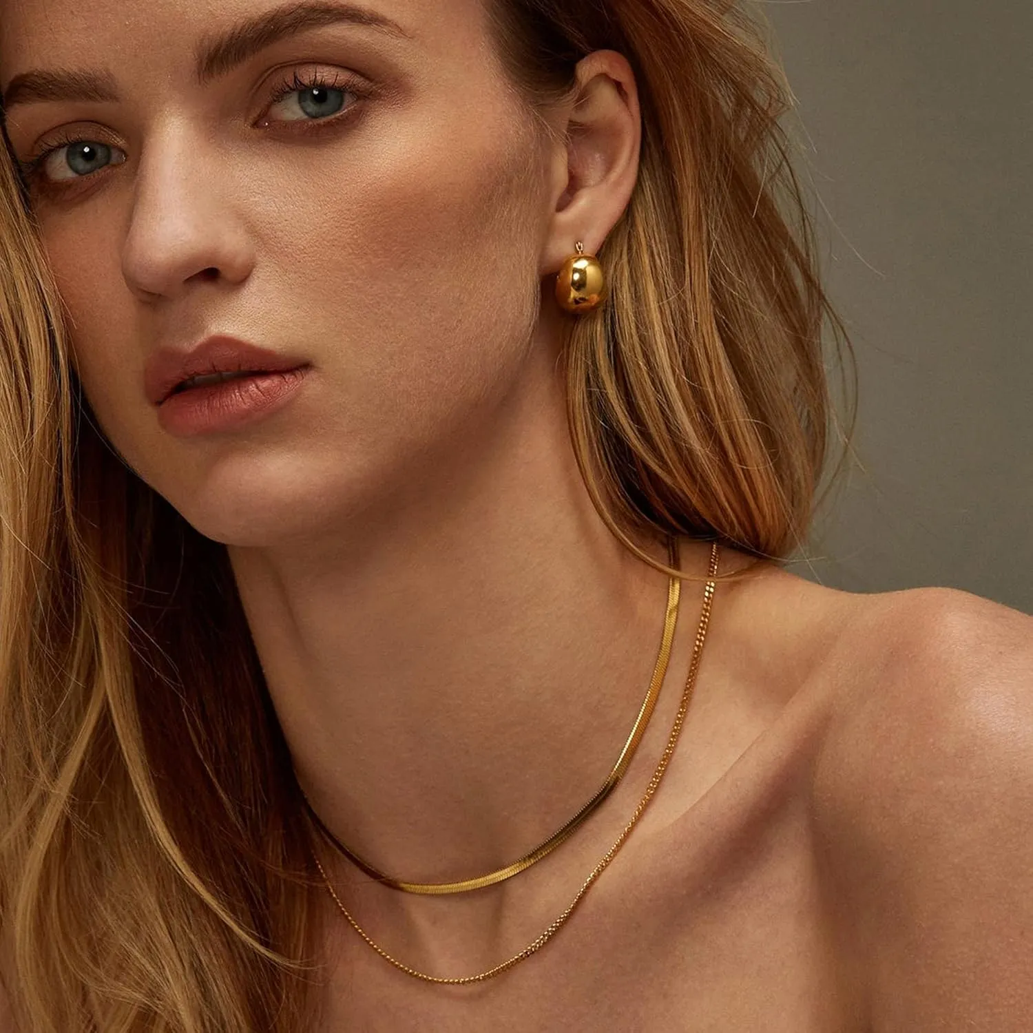 CHESKY 14K Gold/Silver Plated Snake Chain Necklace Herringbone Necklace Gold Choker Necklaces for Women Gifts Jewelry 1.5/3/5MM(W) 14"/16"(L)