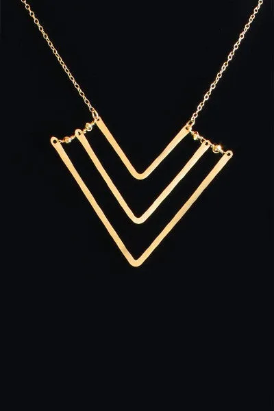 Chevron Necklace, Triple with Pyrite