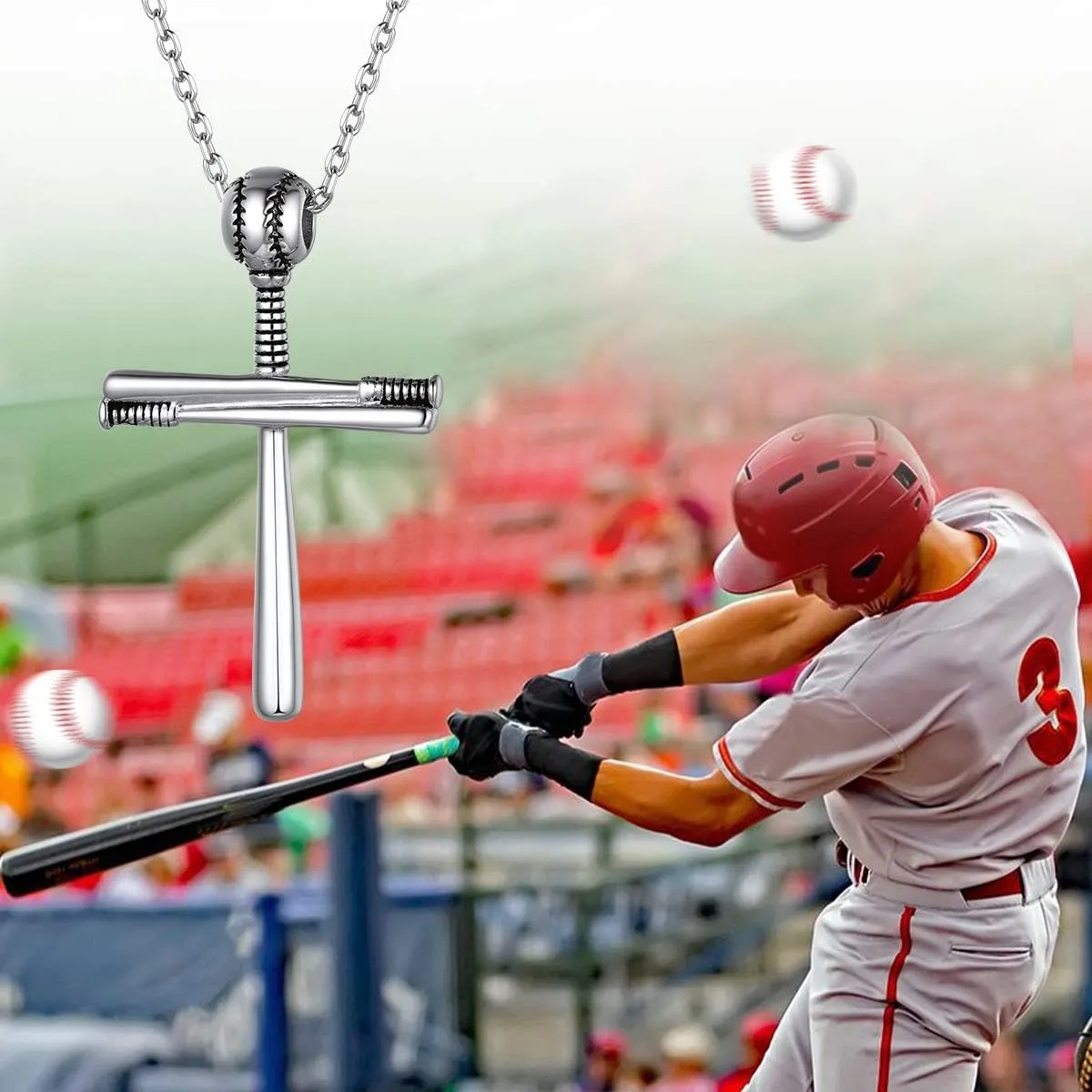 ChicSilver 925 Sterling Silver Baseball Necklaces for Women Men 3D Sports Jewelry for Baseball Lover Sport Fans (With Gift Box)