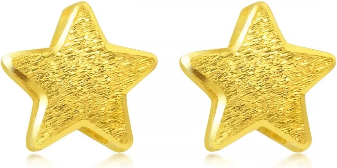 CHOW SANG SANG Gold 999.9 24K Solid Gold Star-Shaped Stud Earrings for Women 69449E