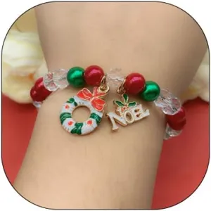 Christmas Beaded Bracelet Stackable Christmas Preppy Style Bracelet Creative Bear Star Shaped Beaded Bracelets Christmas Charm Bracelet Elastic Friendship Bracelets Holiday Bracelet Gift for Women Christmas Stocking Stuffer