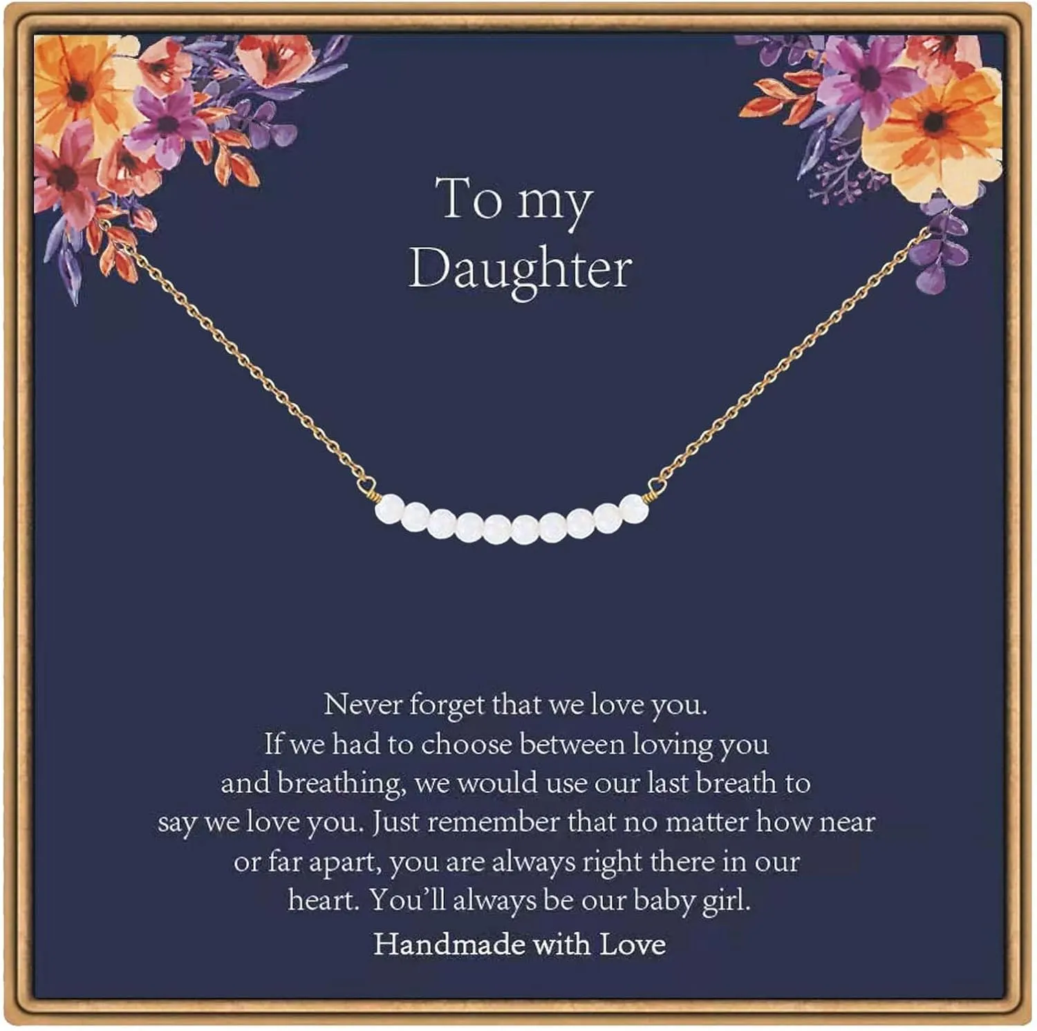 Christmas Gifts for Women - Pearl Necklace, Dainty 14K Gold Pearl Necklaces for Mom Sister Daughter Niece Grandmother Cousin Teacher