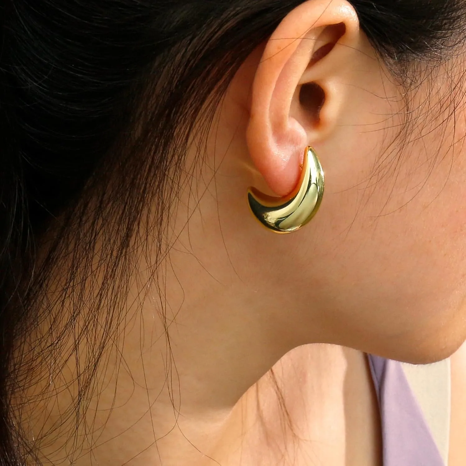 Chunky Gold Dangle Earrings For Women Gold Plated Statement Earrings Large Minimalist Geometric Long Triangle Exaggerated Stud Earring For Women Trendy