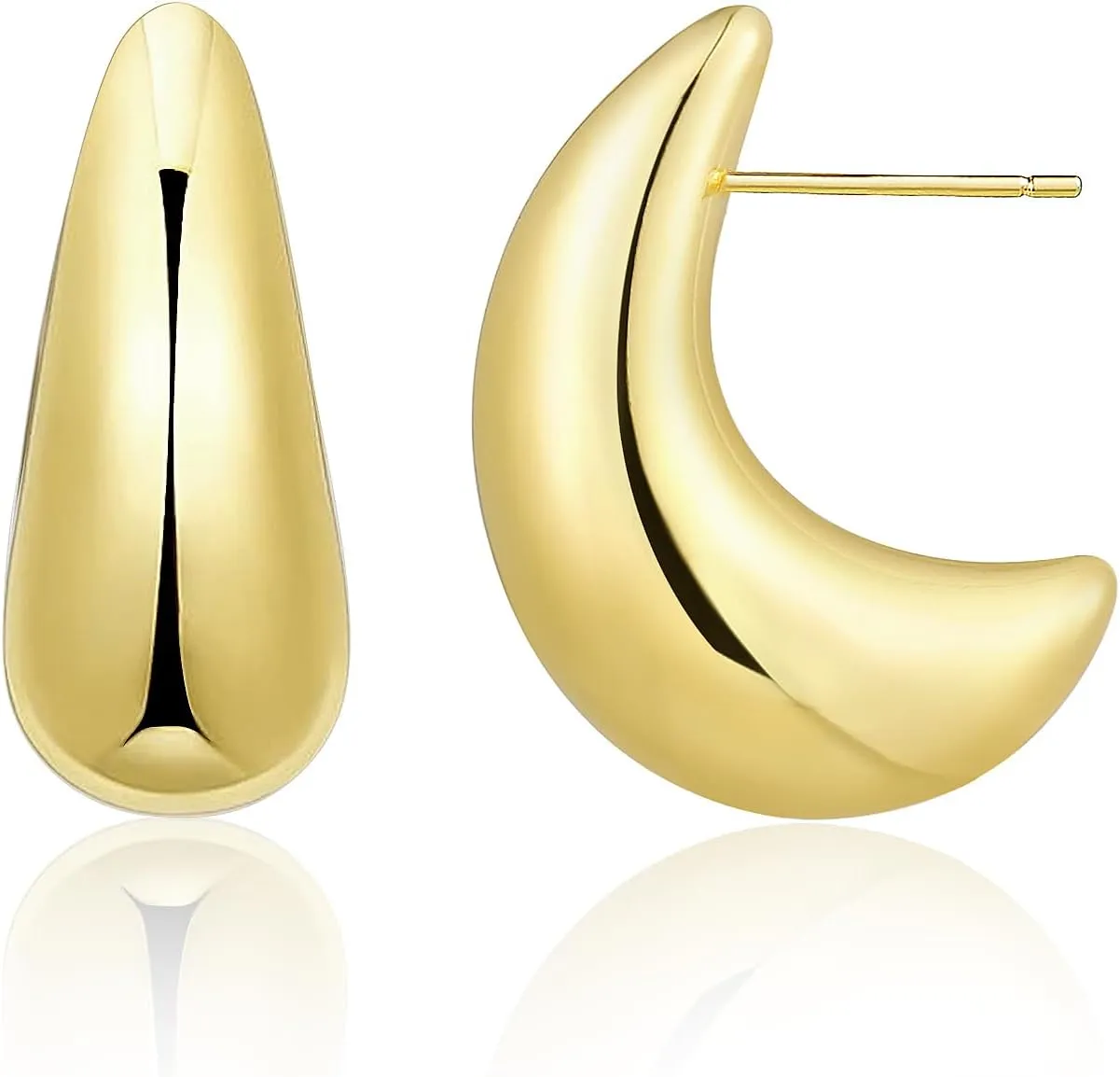 Chunky Gold Dangle Earrings For Women Gold Plated Statement Earrings Large Minimalist Geometric Long Triangle Exaggerated Stud Earring For Women Trendy