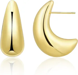 Chunky Gold Dangle Earrings For Women Gold Plated Statement Earrings Large Minimalist Geometric Long Triangle Exaggerated Stud Earring For Women Trendy