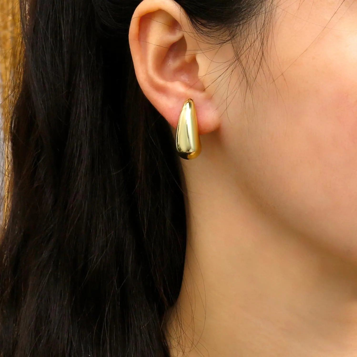 Chunky Gold Dangle Earrings For Women Gold Plated Statement Earrings Large Minimalist Geometric Long Triangle Exaggerated Stud Earring For Women Trendy