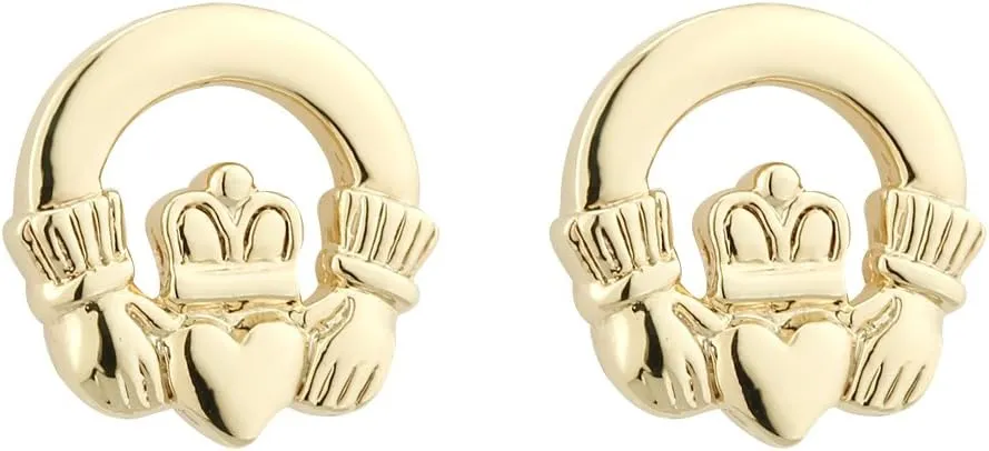 Claddagh Stud Earrings Irish Gold Plated Made in Ireland