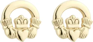 Claddagh Stud Earrings Irish Gold Plated Made in Ireland