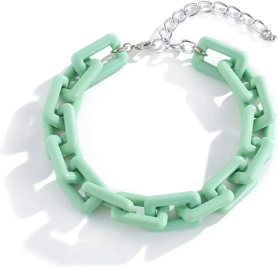 Colorful Chunky Resin Link Chain Necklaces Candy Color Acrylic Choker Dainty Lightweight Thick Punk Indie Y2k Paperclip Collar for Women Girls Jewelry