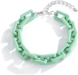 Colorful Chunky Resin Link Chain Necklaces Candy Color Acrylic Choker Dainty Lightweight Thick Punk Indie Y2k Paperclip Collar for Women Girls Jewelry