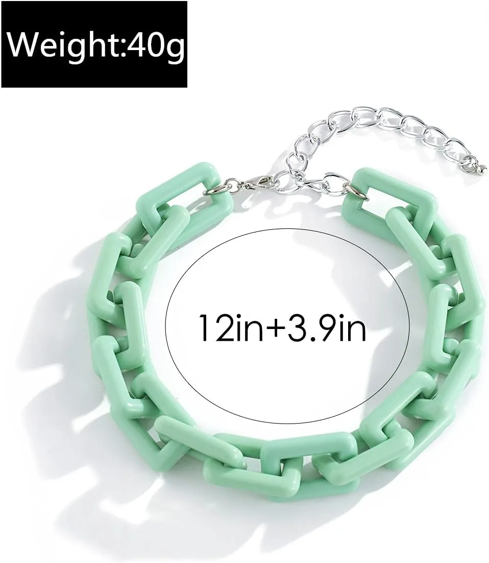 Colorful Chunky Resin Link Chain Necklaces Candy Color Acrylic Choker Dainty Lightweight Thick Punk Indie Y2k Paperclip Collar for Women Girls Jewelry