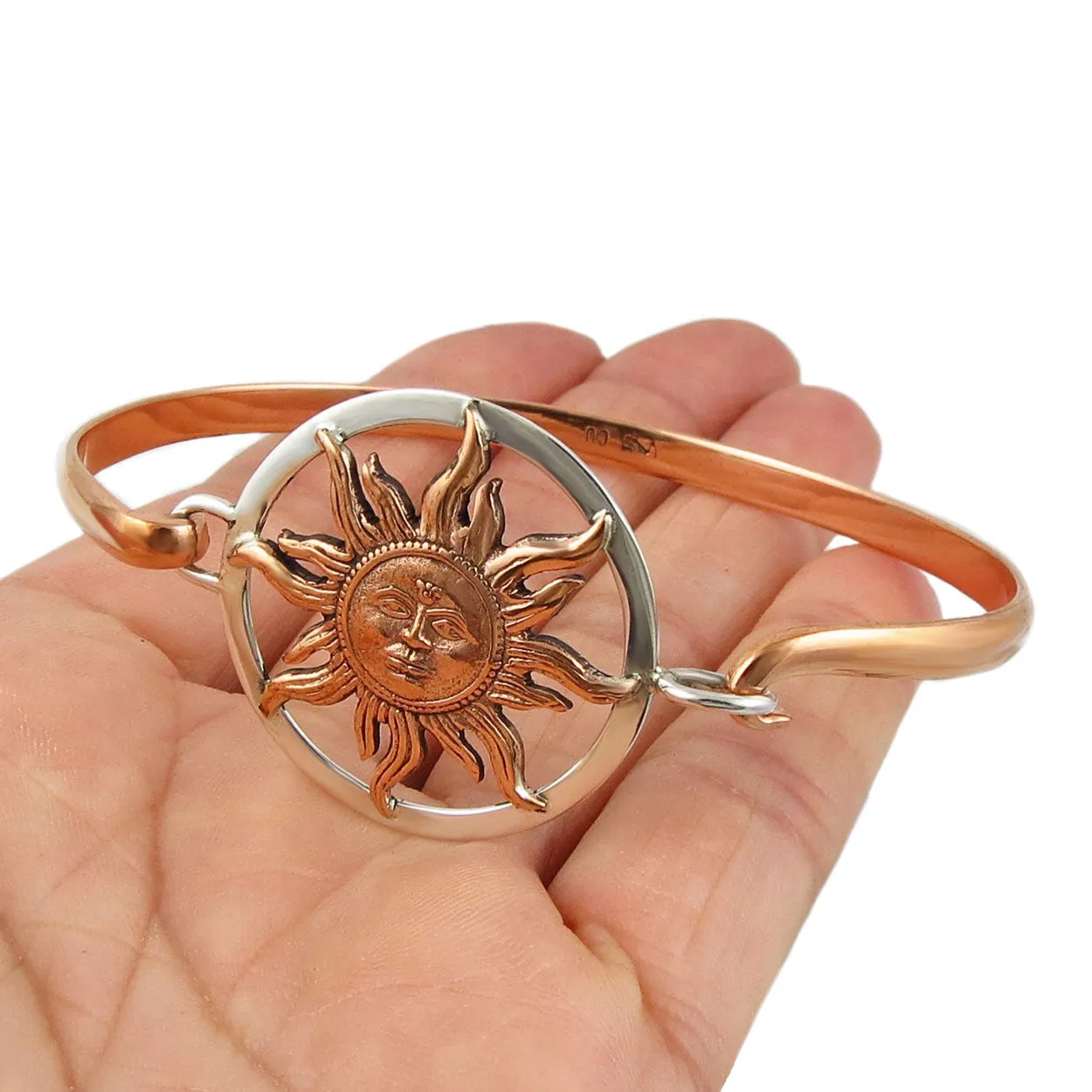 Copper and Silver Sun Bracelet