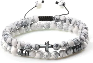 Couples Distance Beads Bracelet Fashion Hematite Cross Tiger Eye Stone Bracelets Handmade Yoga Prayer Jewelry 7652G (14)