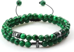 Couples Distance Beads Bracelet Fashion Hematite Cross Tiger Eye Stone Bracelets Handmade Yoga Prayer Jewelry 7652G (15)