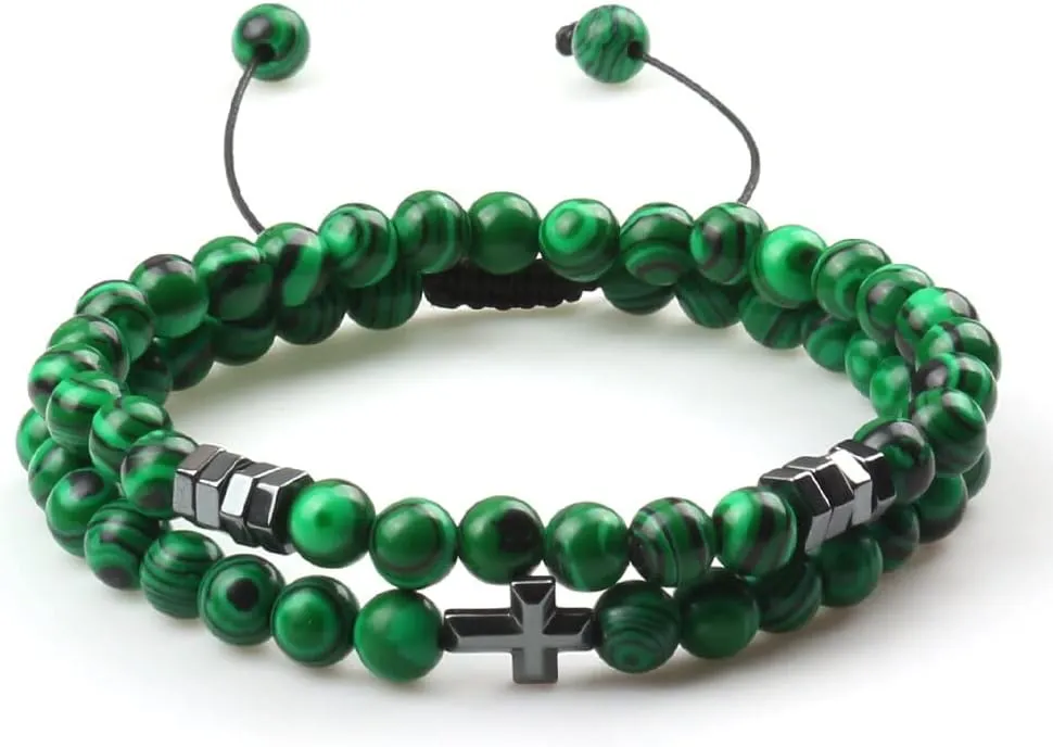 Couples Distance Beads Bracelet Fashion Hematite Cross Tiger Eye Stone Bracelets Handmade Yoga Prayer Jewelry 7652G (15)