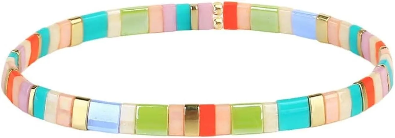 CQUAN CHI Colorful Stretch Strand Bracelets Tila Miyuki Friendship Bracelet Bangle
