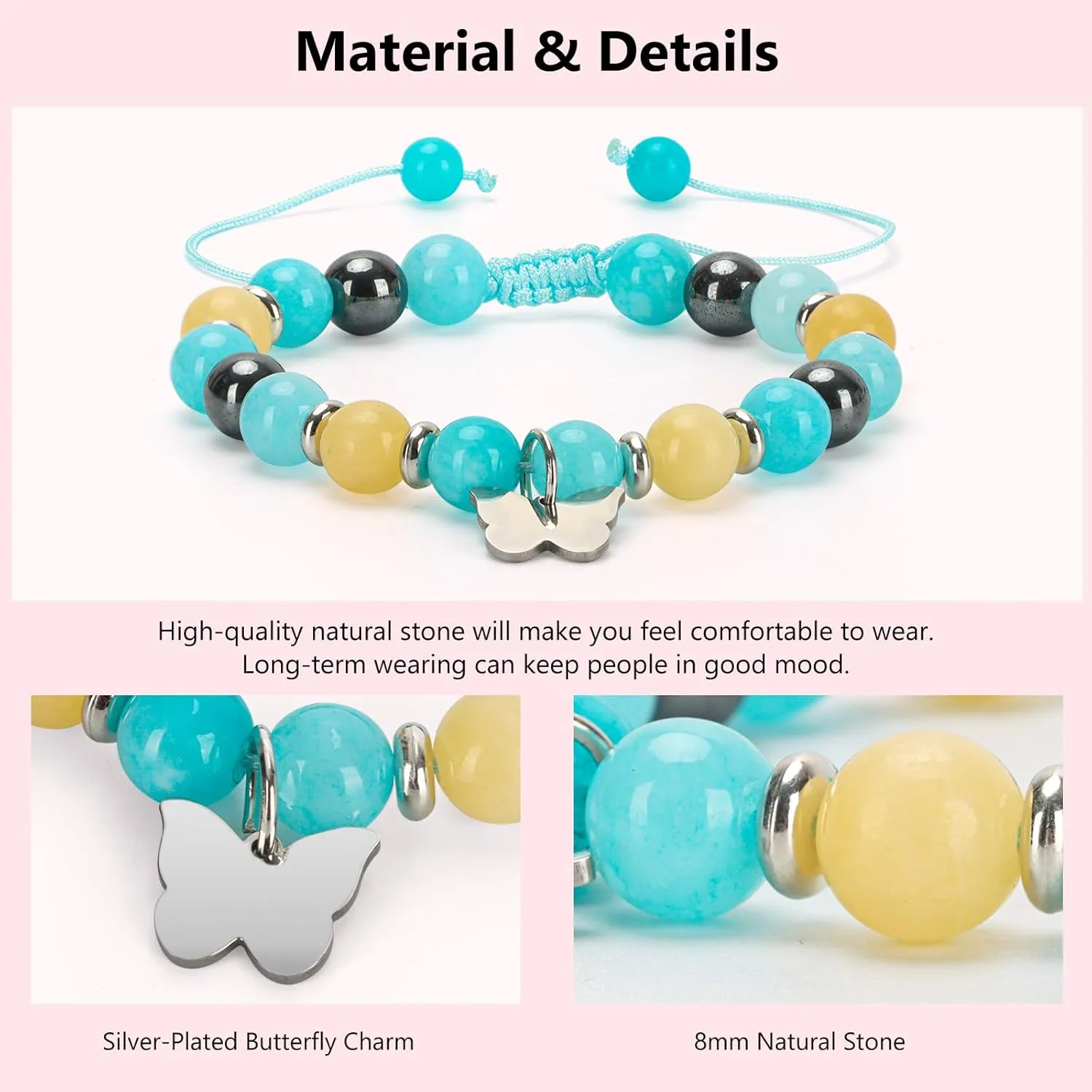 Createedo Natural Healing Stone Bracelets for Her Women Teen Girls, Sometimes You Forget You're Awesome Bracelets, Inspirational Jewelry Gifts for Mom Daughter Sister Friends Lover on Birthday Christmas Valentines Day