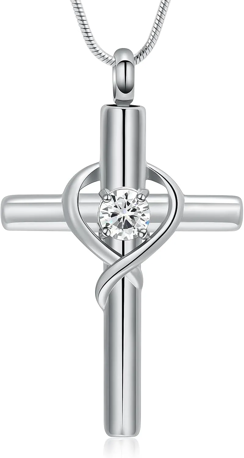 Cremation Jewelry for Ashes Pendant - Cross Necklace for Women Men Birthstone Necklaces for Teen Girls Gifts for Valentine's Day Birthday or Anniversary