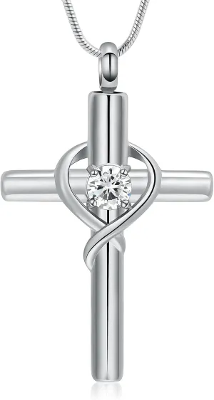 Cremation Jewelry for Ashes Pendant - Cross Necklace for Women Men Birthstone Necklaces for Teen Girls Gifts for Valentine's Day Birthday or Anniversary
