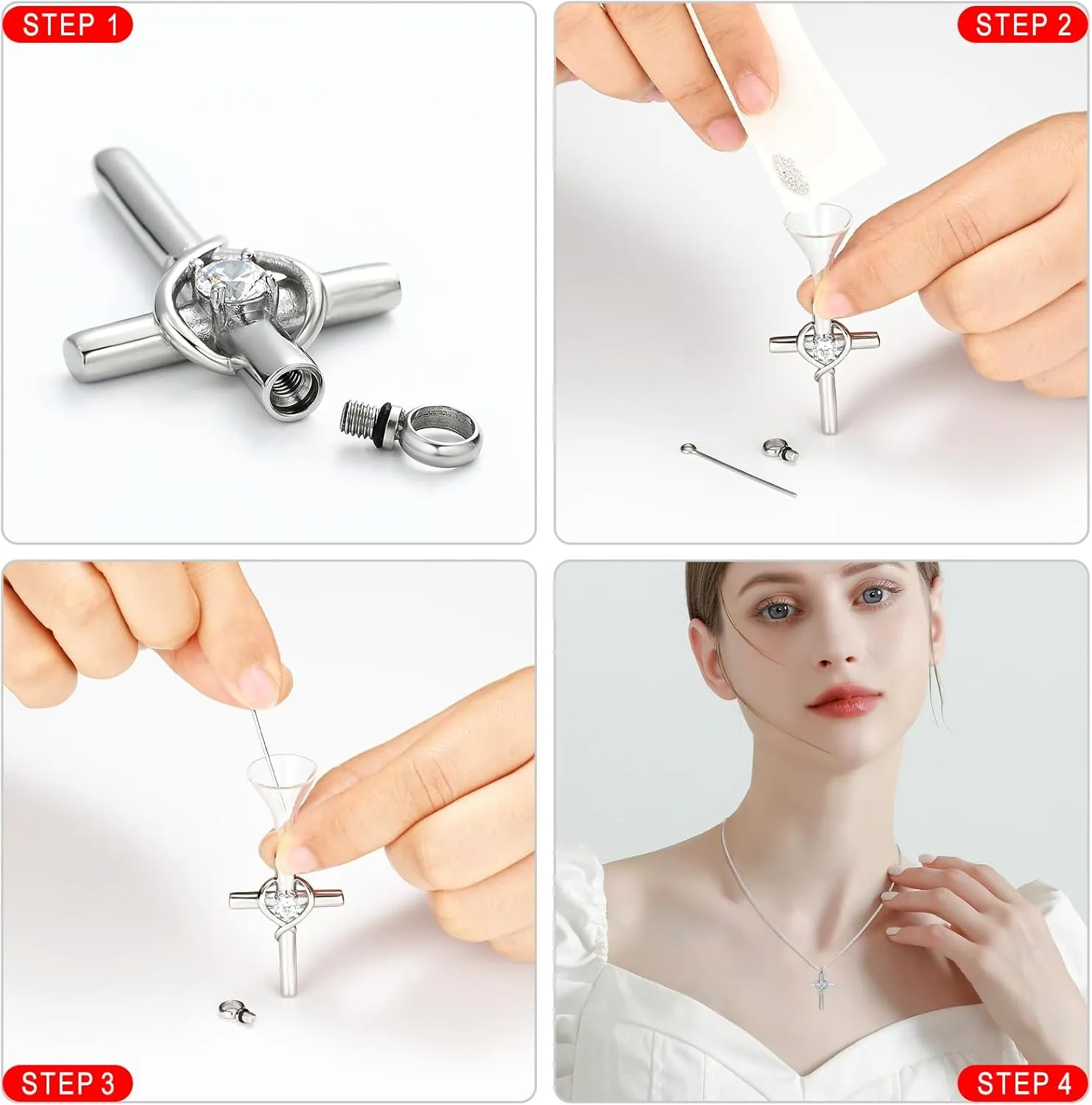 Cremation Jewelry for Ashes Pendant - Cross Necklace for Women Men Birthstone Necklaces for Teen Girls Gifts for Valentine's Day Birthday or Anniversary