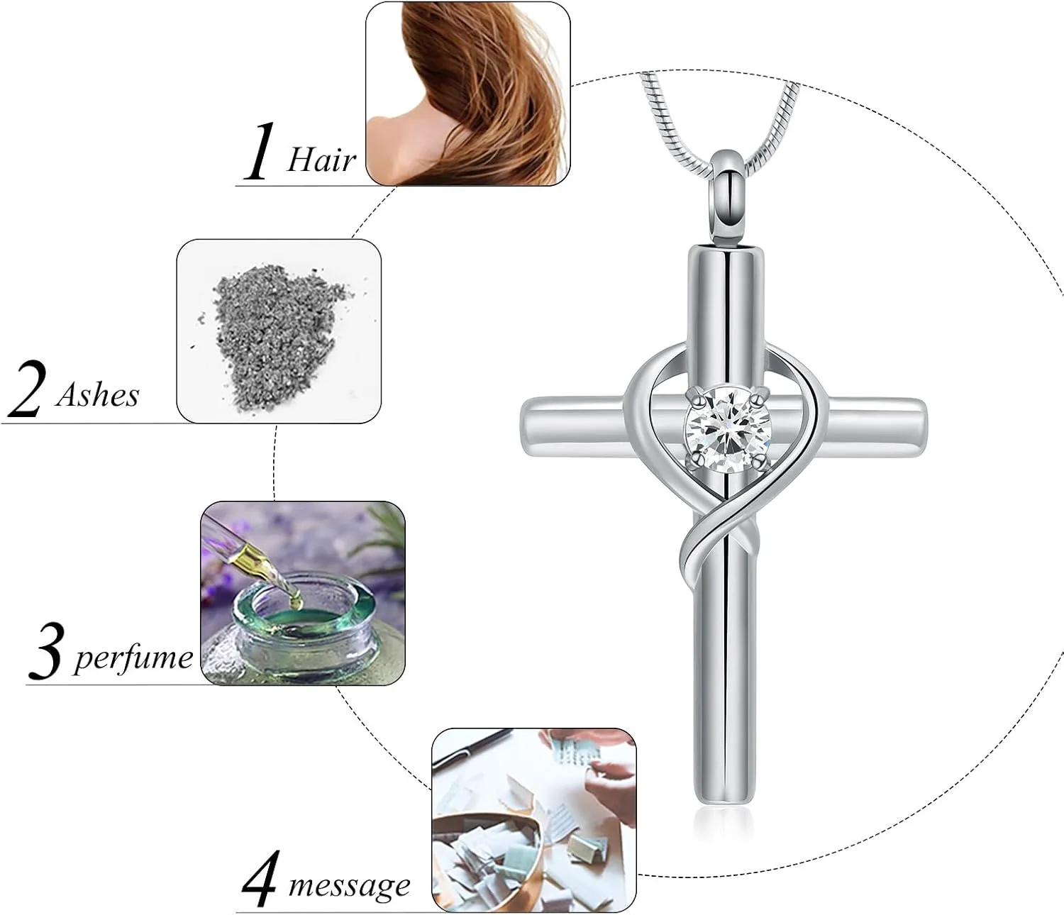 Cremation Jewelry for Ashes Pendant - Cross Necklace for Women Men Birthstone Necklaces for Teen Girls Gifts for Valentine's Day Birthday or Anniversary