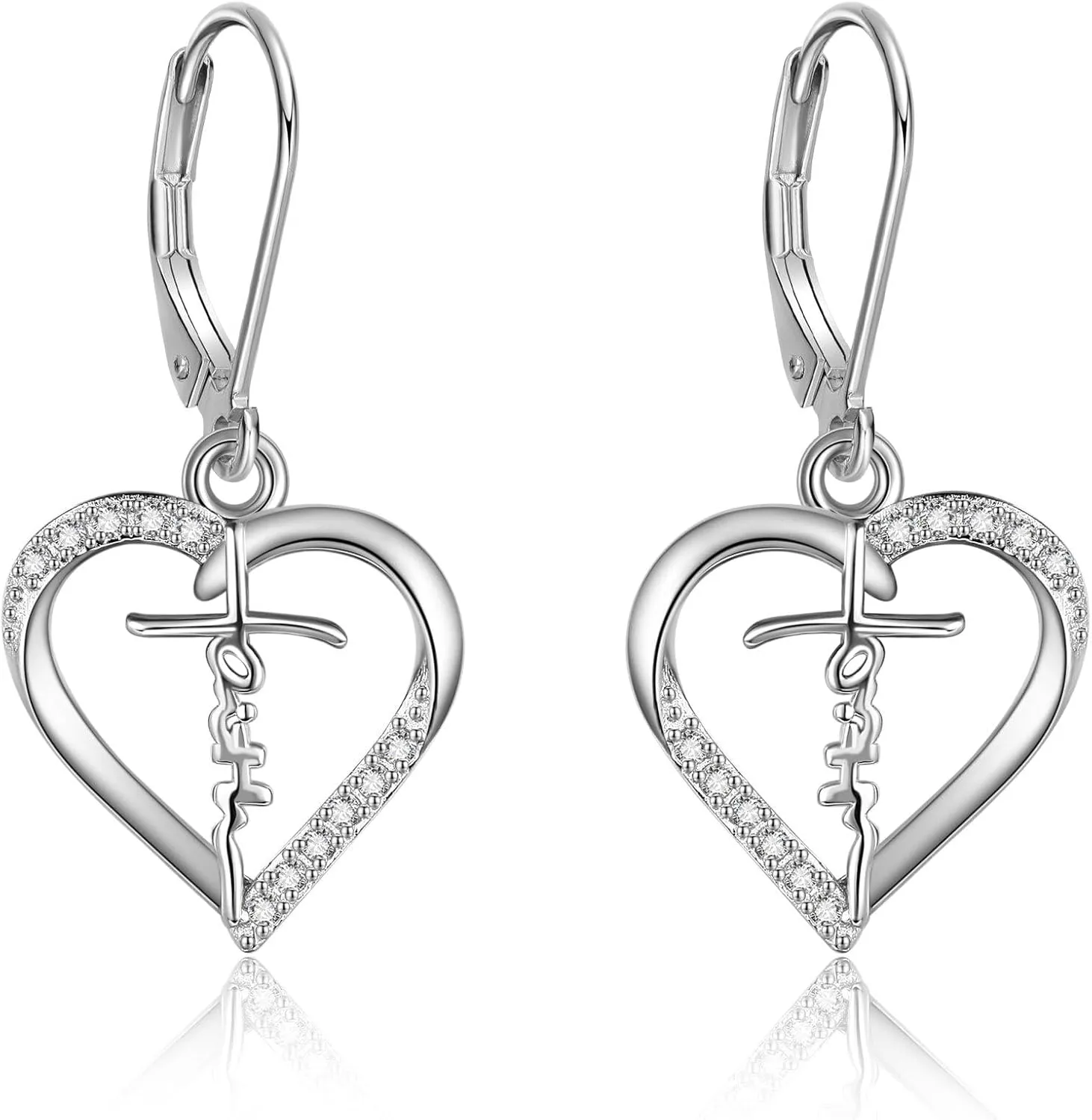 Cross Earrings S925 Sterling Silver Faith Cross Dangle/Drop Earrings Cross Jewelry Gifts for Women