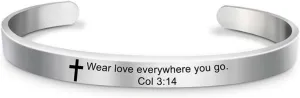 Cross Lords Prayer Bangle Bracelets for Men Women Inspiration Encourage Birthday Gift Wristband