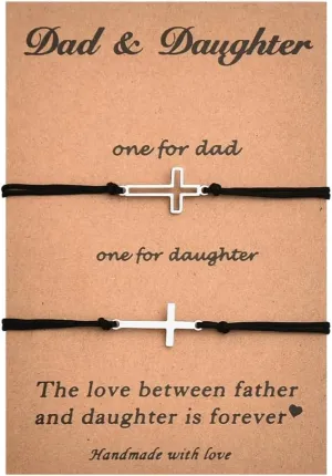 Cross Matching Bracelets for Couples Mom Dad Daughter Birthday Christmas Gifts for Mom Dad Couple Cross Bracelet Set for 2