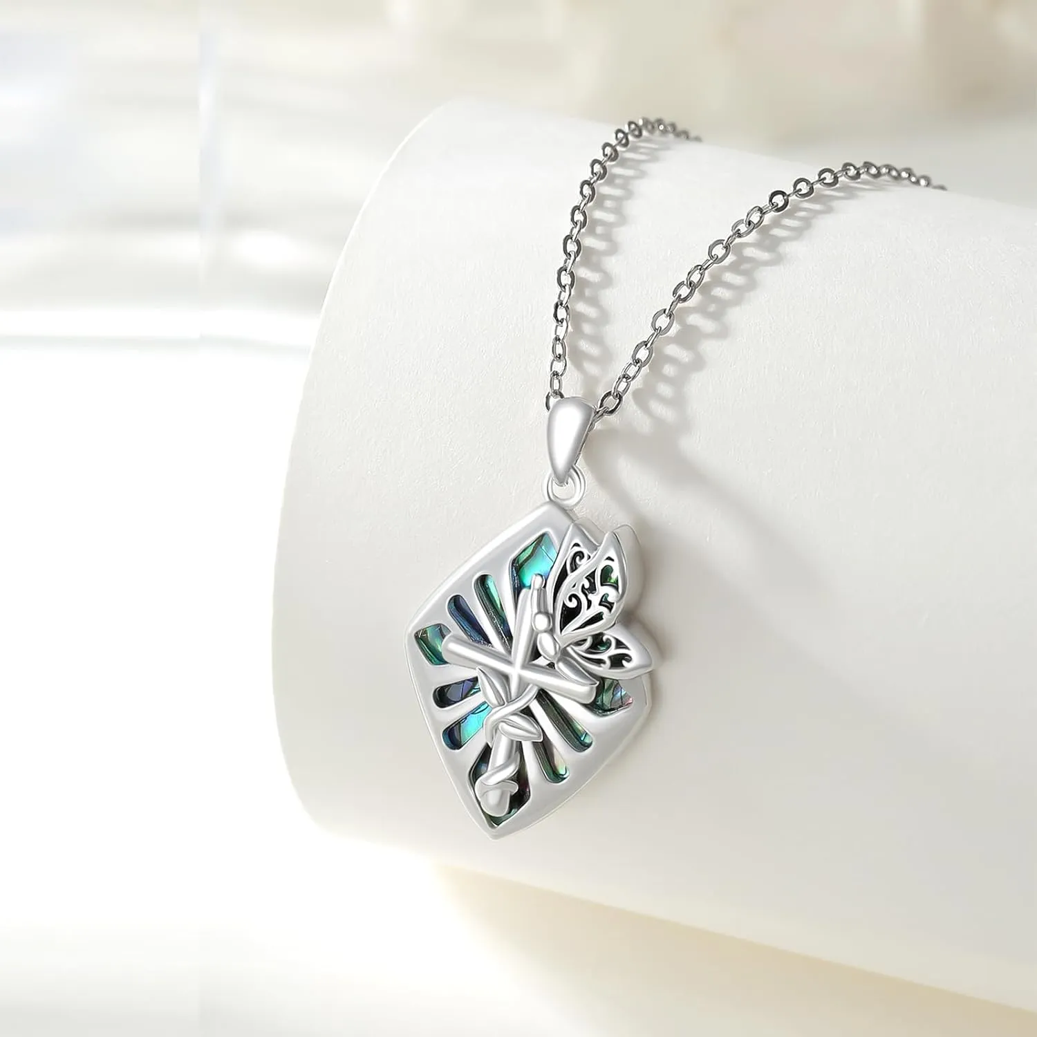 Cross Necklace for Women Men 925 Sterling Silver Abalone Shell/Malachite/Turquoise Cross Pendant Necklaces Religious Jewelry Birthday Graduation Gifts
