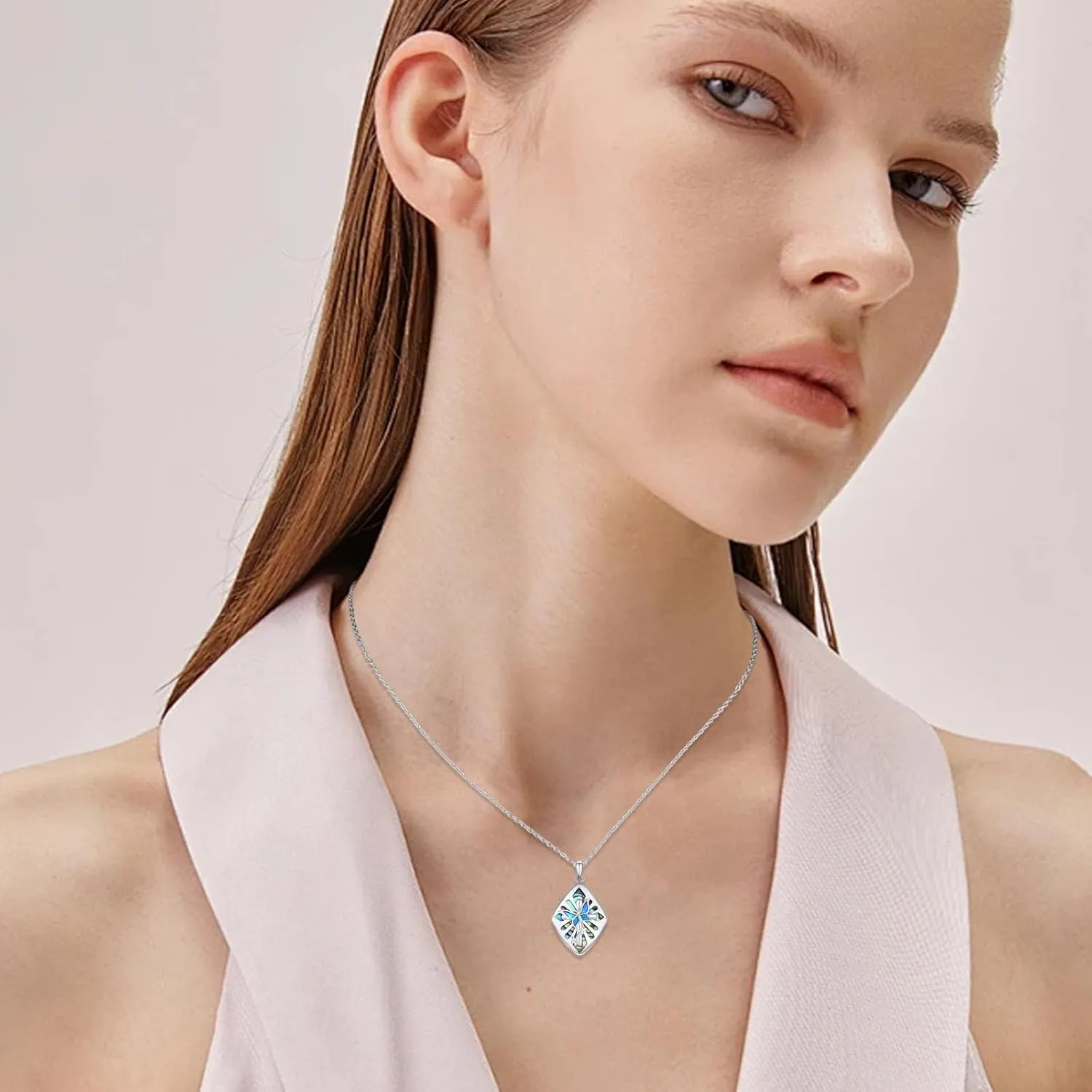 Cross Necklace for Women Men 925 Sterling Silver Abalone Shell/Malachite/Turquoise Cross Pendant Necklaces Religious Jewelry Birthday Graduation Gifts