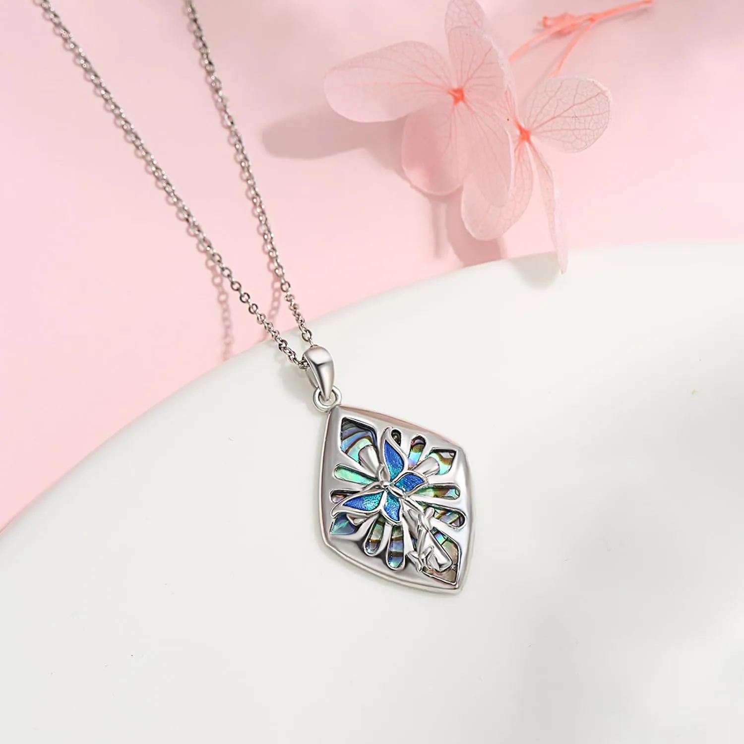 Cross Necklace for Women Men 925 Sterling Silver Abalone Shell/Malachite/Turquoise Cross Pendant Necklaces Religious Jewelry Birthday Graduation Gifts