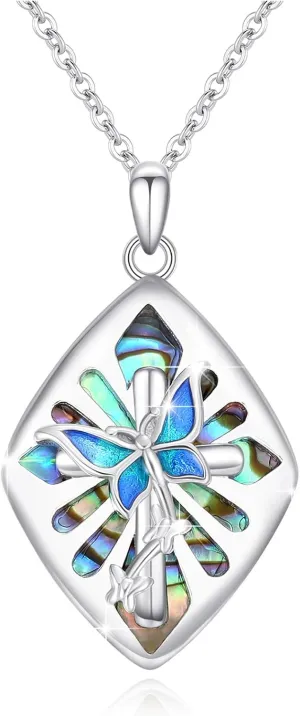 Cross Necklace for Women Men 925 Sterling Silver Abalone Shell/Malachite/Turquoise Cross Pendant Necklaces Religious Jewelry Birthday Graduation Gifts