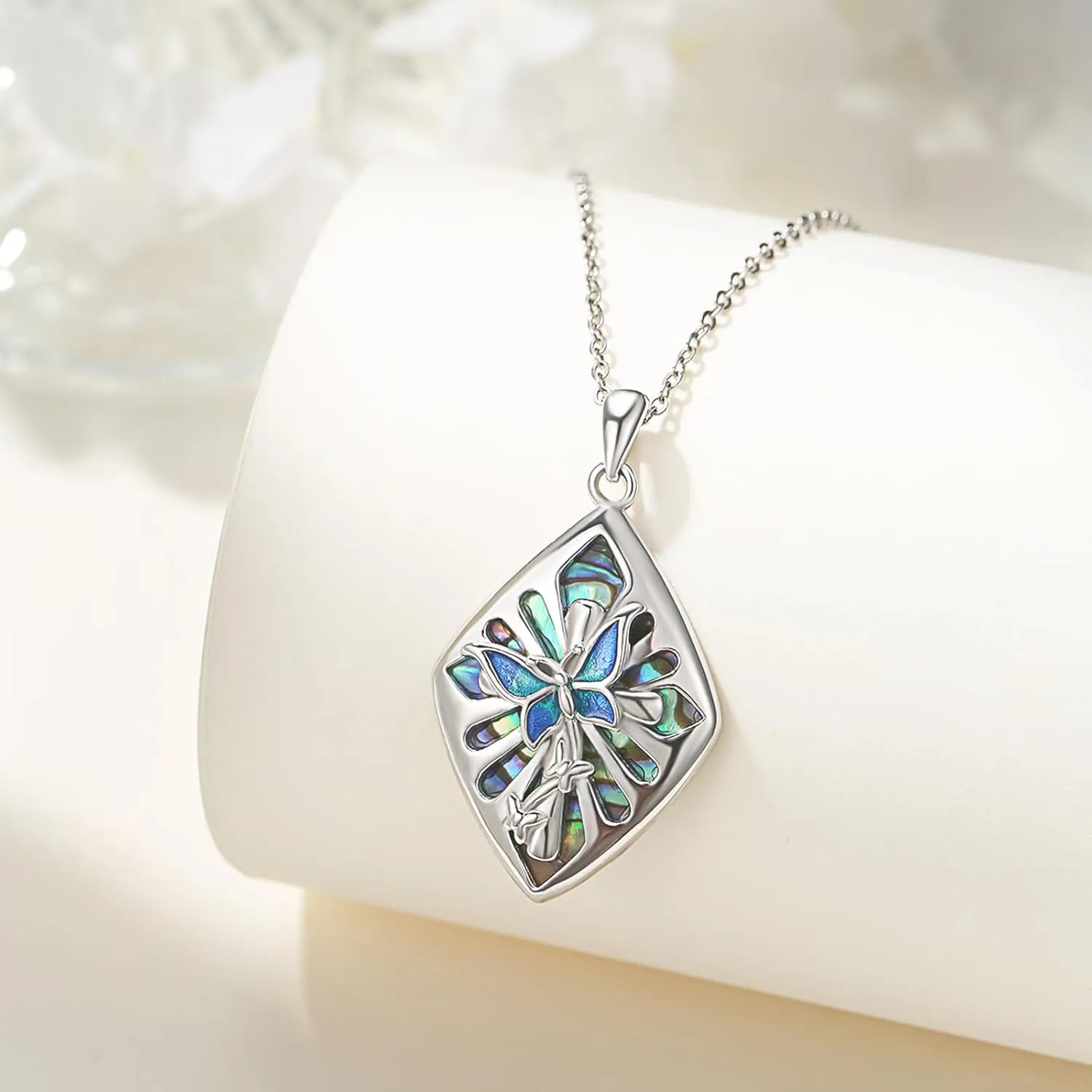 Cross Necklace for Women Men 925 Sterling Silver Abalone Shell/Malachite/Turquoise Cross Pendant Necklaces Religious Jewelry Birthday Graduation Gifts